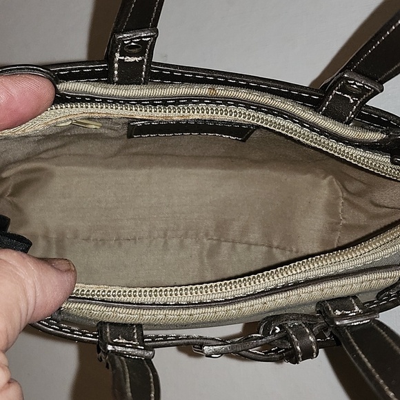 Vintage Etienne Aigner Tan and Black Nylon & Faux Leather Mini Tote - Picture 10 of 16